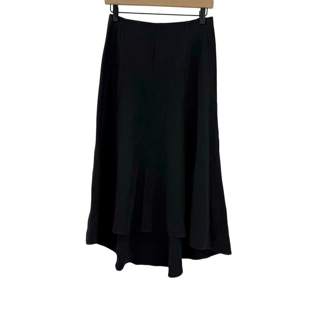 M.M Lafleur Black A-Line Midi Skirt Sz 2 Black